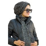 Siyah Beyaz Atkılı Bere - 30202