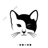 Siyah Beyaz Denge Kedi Sticker 17cm