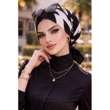 Siyah Beyaz Desen Çapraz Bone