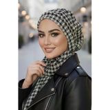 Siyah Beyaz Ekoseli Tesettür Bere