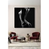 Siyah Beyaz Erotik Model Nü Kadın Fotoğrafı Kare Kanvas Tablo Tekli Ev Kafe Ofis 3015