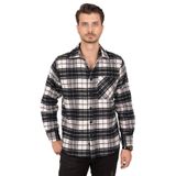 Siyah Beyaz Geçişli Oversize Oduncu Hediye Kutulu Erkek Gömlek XL