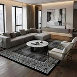 Siyah Beyaz Geometrik Desenli Salon Halısı Dijital Baskılı Kaymaz Tabanlı Halı Dijital Baskı Halı 7