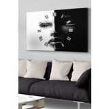 Siyah Beyaz Kadın Saatli Kanvas - Canvas Tablo