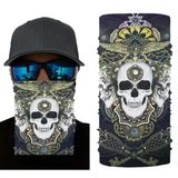 Siyah Beyaz Kafatası Baskılı Boyunluk (Baf,bandana) 28X45 cm