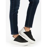Siyah Beyaz Kalın Taban Bağcıklı Unisex Spor Ayakkabı Oz-03 Z - 00Siyah-Beyaz