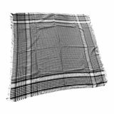 Siyah Beyaz Kefiye Atkı, Houndstooth Desenli, Püsküllü | Arap Tarzı, Kare Şal, Unisex Kullanım, Çok Amaçlı, Çizgili Kenar