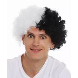 Siyah Beyaz Kıvırcık Afro Bonus Peruk Taraftar Bonus Saç (5264)