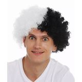 Siyah Beyaz Kıvırcık Afro Bonus Peruk Taraftar Bonus