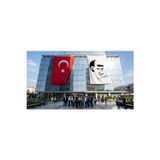 Siyah - Beyaz Mustafa Kemal Atatürk Silüeti ve İmza Bayrak ve Türk Bayrağı Premium Raşel Kumaş 2'li Set 10x15 metre ATA27
