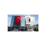 Siyah - Beyaz Mustafa Kemal Atatürk Silüeti ve İmza Bayrak ve Türk Bayrağı Premium Raşel Kumaş 2'li Set 10x15 metre ATA28