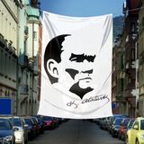 Siyah - Beyaz Mustafa Kemal Atatürk Silüeti ve İmza Dış Cephe Poster Bayrağı - 6x9 metre