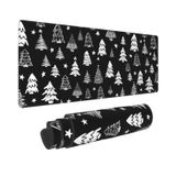 Siyah Beyaz Noel Mouse Pad 90 X 45 cm XL Noel Ağacı Tatil Genişletilmiş Büyük Oyun Mousepad Klavye Masa Mat Kaymaz Kauçuk Taban Dikişli Kenarlar Ev Ofis için