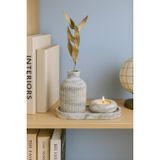 Siyah & Beyaz Seramik Vazo, Tealight Mumluk ve Dekoratif Tepsi Seti - Beyaz Minimal Tasarım