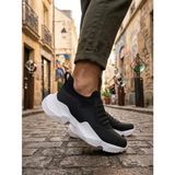 Siyah (Beyaz Taban) Bağcıksız Yüksek Taban Erkek Sneaker Bot
