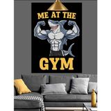 Siyah Beyaz Yazılı Spor Salonu Posteri "Me At The Gym" Dekoratif Kanvas - Mdf Ahşap Tablo