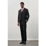 Siyah Bez Ayağı Kılıç Yaka Tam Astar Yelekli 6 Drop Slim Fit Takım Elbise 1001245177