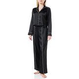 Siyah Biye Detaylı Brıde Saten Pijama Takım