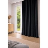 Siyah Blackout Saten Karartma Perde Pilesiz Kornişli Kullanıma Hazır Fon Perde - 150 x 210 cm