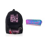 Siyah Blackpink Piercing Sırt Okul Çantası Ve Kalemlik İkili Set BLACKPİNK_HOLOGRAM_ÇANTA_SET