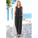 Siyah Bluz Pantolon Keten İkili Takım