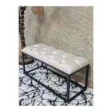 Siyah Boyalı Diktörtgen 100 Cm X 40 Cm Oturak Puf - Bench - Makyaj Oturağı - Oturak Krem Renk 100 X 40 Boyut/Ebat