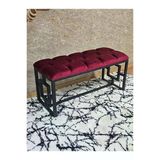 Siyah Boyalı İçi Kareli Diktörtgen 100 Cm X 40 Cm Oturak Puf - Bench - Makyaj Oturağı - Oturak Bordo Renk 100 X 40 Boyut/Ebat