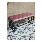 Siyah Boyalı İçi Kareli Diktörtgen 100 Cm X 40 Cm Oturak Puf - Bench - Makyaj Oturağı - Oturak Pembe Renk 100 X 40 Boyut/Ebat