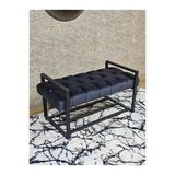 Siyah Boyalı Metal 80 Cm Puf Bench - Antre Puf - Hol Bench - Puf - Oturak - Bench Füme Renk 90 X 45 Boyut/Ebat