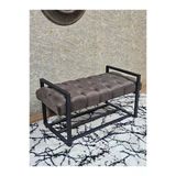Siyah Boyalı Metal 80 Cm Puf Bench - Antre Puf - Hol Bench - Puf - Oturak - Bench Kahverengi Renk 90 X 45 Boyut/Ebat