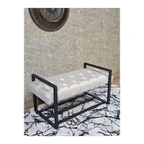 Siyah Boyalı Metal 80 Cm Puf Bench - Antre Puf - Hol Bench - Puf - Oturak - Bench Krem Renk 90 X 45 Boyut/Ebat
