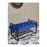 Siyah Boyalı Metal 80 Cm Puf Bench - Antre Puf - Hol Bench - Puf - Oturak - Bench Mavi Renk 90 X 45 Boyut/Ebat