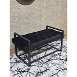 Siyah Boyalı Metal 80 cm Puf Bench - Antre Puf - Hol Bench - Puf - Oturak - Bench Siyah Renk 90 x 45 Boyut/ebat - Renkli