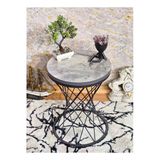 Siyah Boyalı Pota 34 Cm Suntalem Tablalı Sehpa - Marmol Suntalem Sehpa - Ahşap Sehpa - Zigon Sehpa