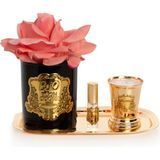 Siyah Cam Gold Mercan Set Tepsili Tepsi Set Tek Gül