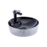 Siyah Çanak Lavabo Yuvarlak Banyo Çanak Lavabo Seramik 43X43 Armatür Hariçtir
