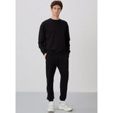 Siyah Casual O Yaka Lastik Paça Pamuklu Erkek Oversize Eşofman Takımı - 85120