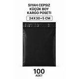 Siyah Cepsiz Küçük Boy Kargo Poşeti 24X30+5 Cm 100 Adet