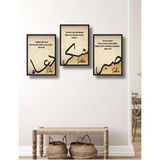 Siyah Çerçeve Görünümlü 3 Parça Sabır Şükür Dua Duvar Dekoru Salon Oturma Yatak Odası Için Mdf Tablo - 20x30 - Renkli