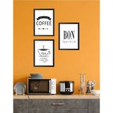 Siyah Çerçeve Görünümlü Coffe Bon Tea Duvar Dekoru Mutfak Konsepti Kahve Köşesi Için Tablo 15X20 Set - 15 x 20