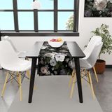 Siyah Çiçek Runner-TR109, 140x45cm (İnce Keten, Uluslararası Yıkama Ve Solmama Sertifikası)