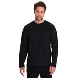 Siyah Çift Bisiklet Yaka Standart Rahat Kesim Erkek Sweatshirt