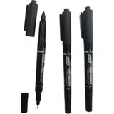 Siyah Çift Taraflı Asetatl Kalemi CD Kalemi Permanent Kalem 3 Adet 1 Paket - 0.4-1.0mm x Standart x Siyah