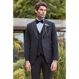 Siyah Çıkarılabilir Kırlangıç Yaka Yelekli Likralı 6 Drop Slim Fit Smokin Damatlık 1001240200 - 42