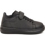 Siyah Cilt Cırtlı Hafif Esnek Unisex Çocuk Spor Ayakkabı 2540-26K P - 000-Siyah