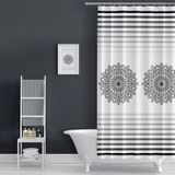 Siyah Çizgili Banyo Perdesi, 180x200cm Tek Kanat Duş Perdesi Beyaz - Siyah