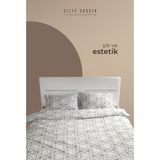 Siyah Çizgili Pamuklu Çift Kişilik Nevresim Takımı - Beyaz - 220 x 240 cm