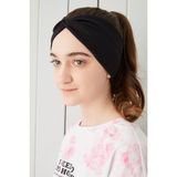 Siyah Cocuk Genc Bandana Sac Bandi Ekstra Yumusak Esnek Dogal 100 Pamuklu Penye