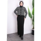 Siyah Crop Hırka Triko Elbise İkili Kombin - Standart