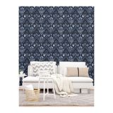 Siyah Damask Desenli Tek Parça Duvar Kağıdı -Isı ve Ses Yalıtımı Yırtılmaz, 350 x 280